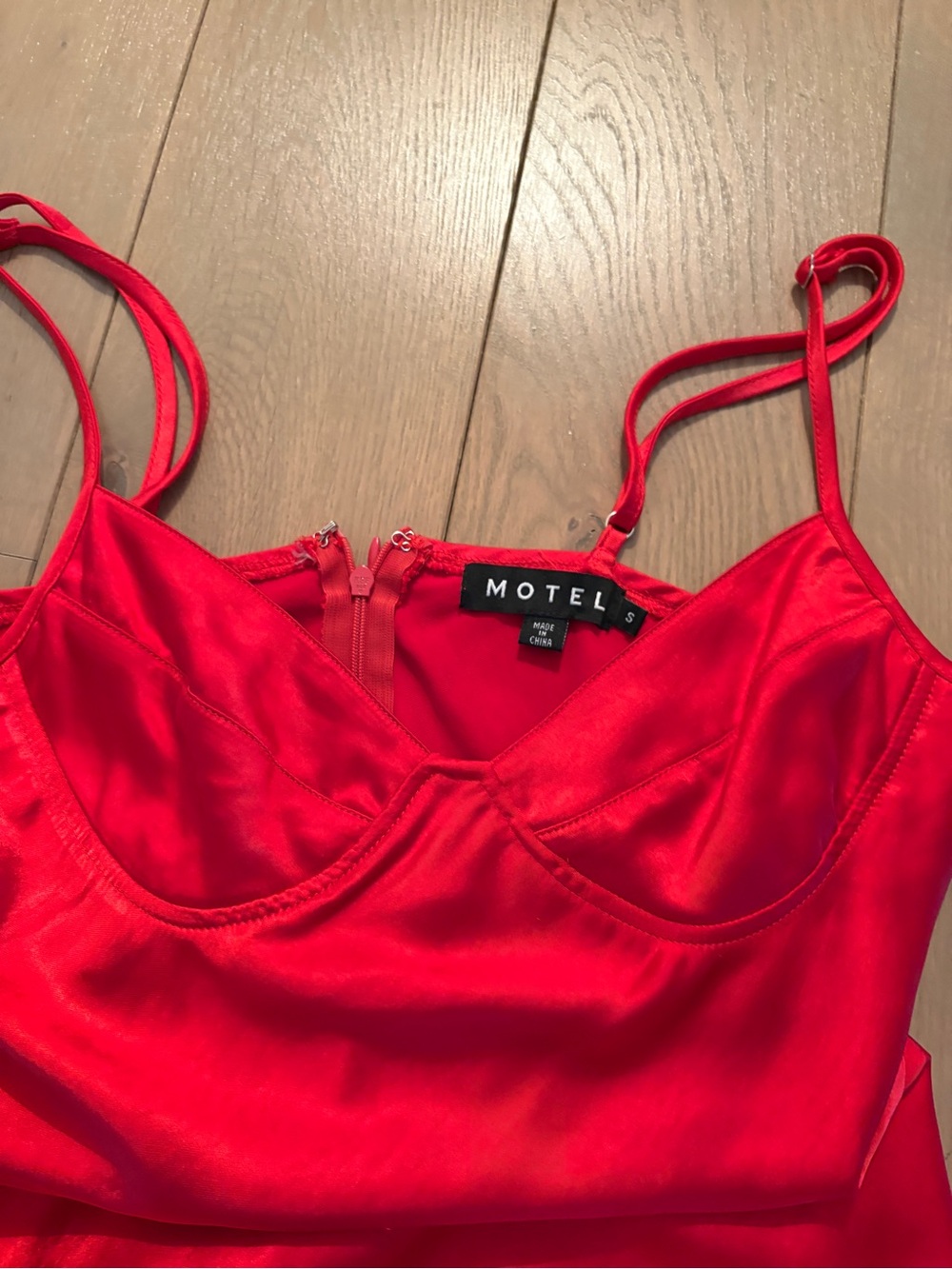 Motel Rocks Red Mini Dress Satin Slip Sweetheart Size Small - Picture 2 of 5